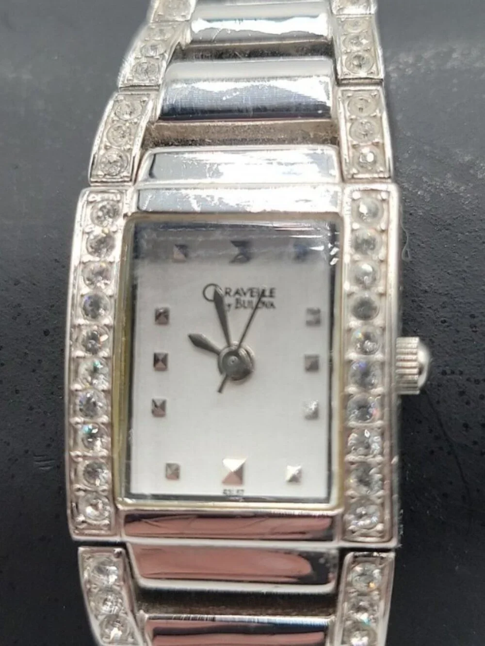 Caravelle By Bulova Ladies Watch A4 18mmPave Rhinestone Mother Of Pearl Face 7